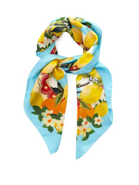 dolce gabbana lemon scarf|Printed silk twill scarf in multicoloured .